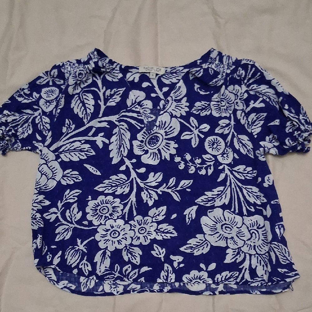 Rachel Zoe Blue and White Floral Blouse